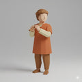 Young Flute Player Low Poly Nativity Figurine 3D Printed Hand Painted Christmas Decor Collectible Sculpture Custom Sizes Made to Order