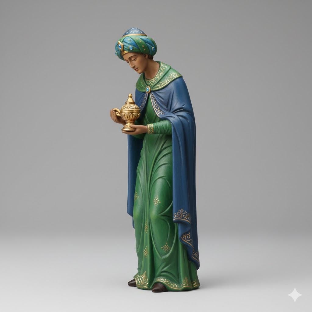 Wise Man Gaspar Standing Iconographic Nativity Figurine 3D Printed Hand Painted Christmas Decor Religious Collectible Gift