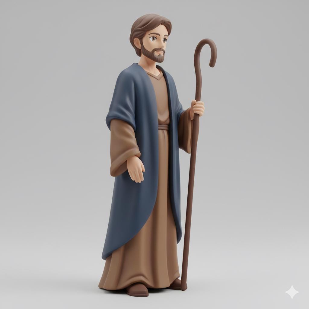 Anime Style Saint Joseph Nativity Figurine Hand Painted Collectible Sculpture 3D Printed FDM Religious Christmas Decor Manga Style Gift