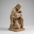 Shepherd Kneeling with Lamb Stone Carved Nativity Figurine 3D Printed Christmas Decor Collectible Sculpture Custom Sizes Made to Order