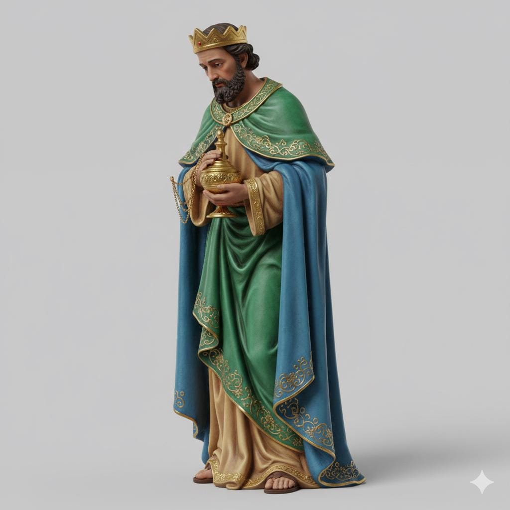 King Melchior Standing Hyper Realistic Nativity Figurine Hand Painted 3D Printed Three Kings Christmas Decor Collectible