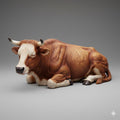 Nativity Ox Resting Hyper Realistic Figurine Hand Painted 3D Printed Christmas Decor Collectible Nativity Animal Sculpture
