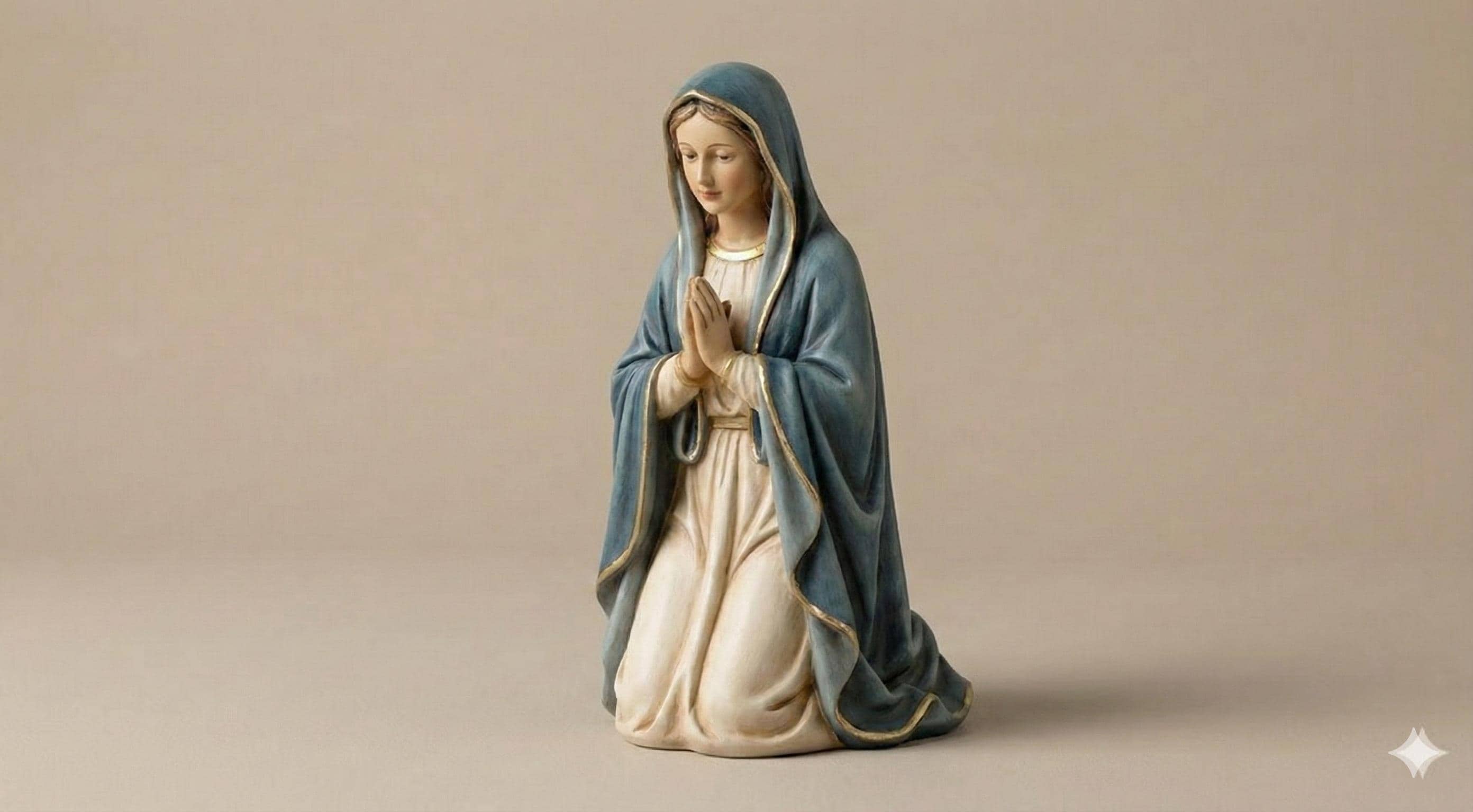 Virgin Mary Kneeling Olot Style Nativity Figurine 3D Printed Hand Painted Christmas Decor Collectible Religious Sculpture