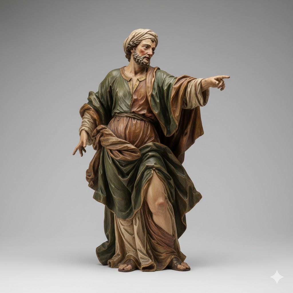 Shepherd Leading Sheep Italian Baroque Nativity Figurine 3D Printed Hand Painted Christmas Decor Collectible Sculpture
