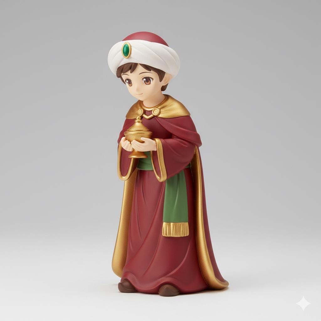 Anime Style Wise Man Standing Figurine Hand Painted Nativity Collectible Sculpture 3D Printed FDM Christmas Decor Manga Three Kings Gift