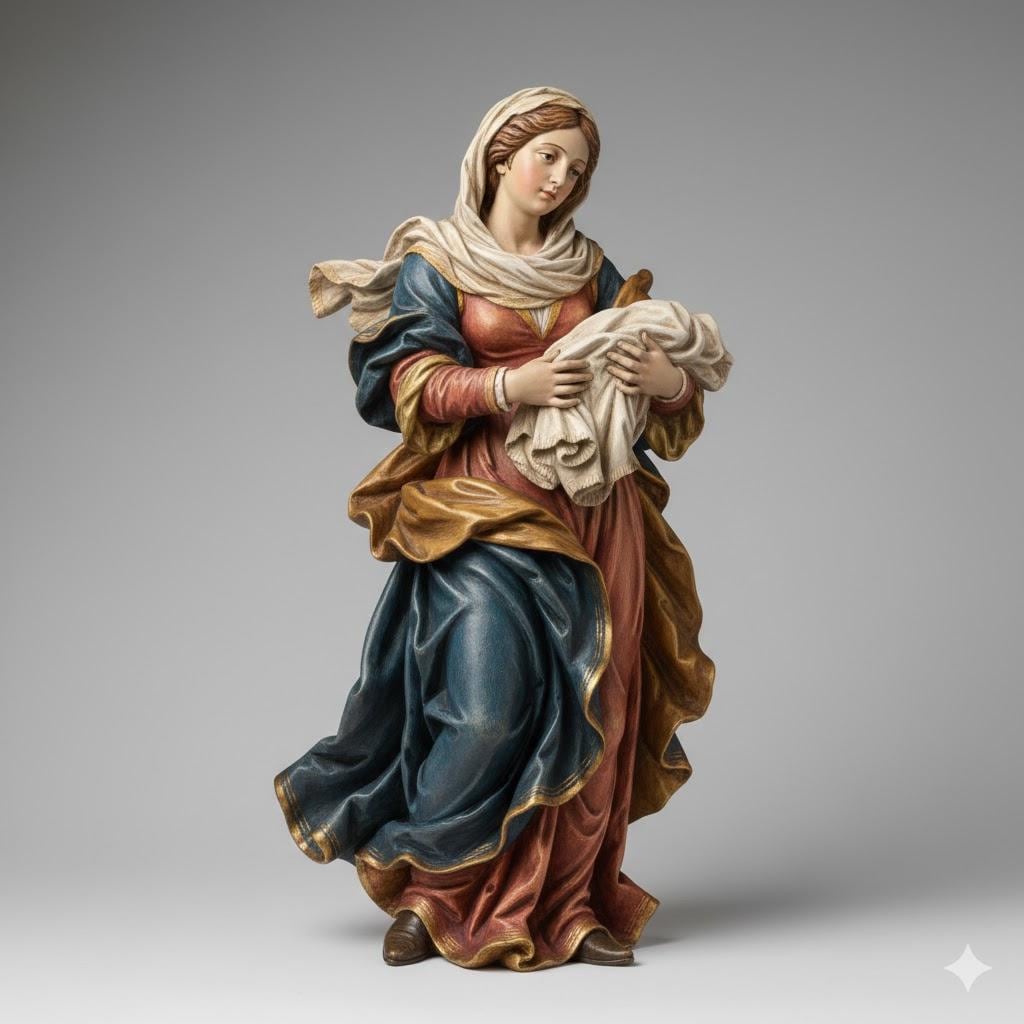 Washerwoman Italian Baroque Nativity Figurine 3D Printed Hand Painted Christmas Decor Collectible Sculpture