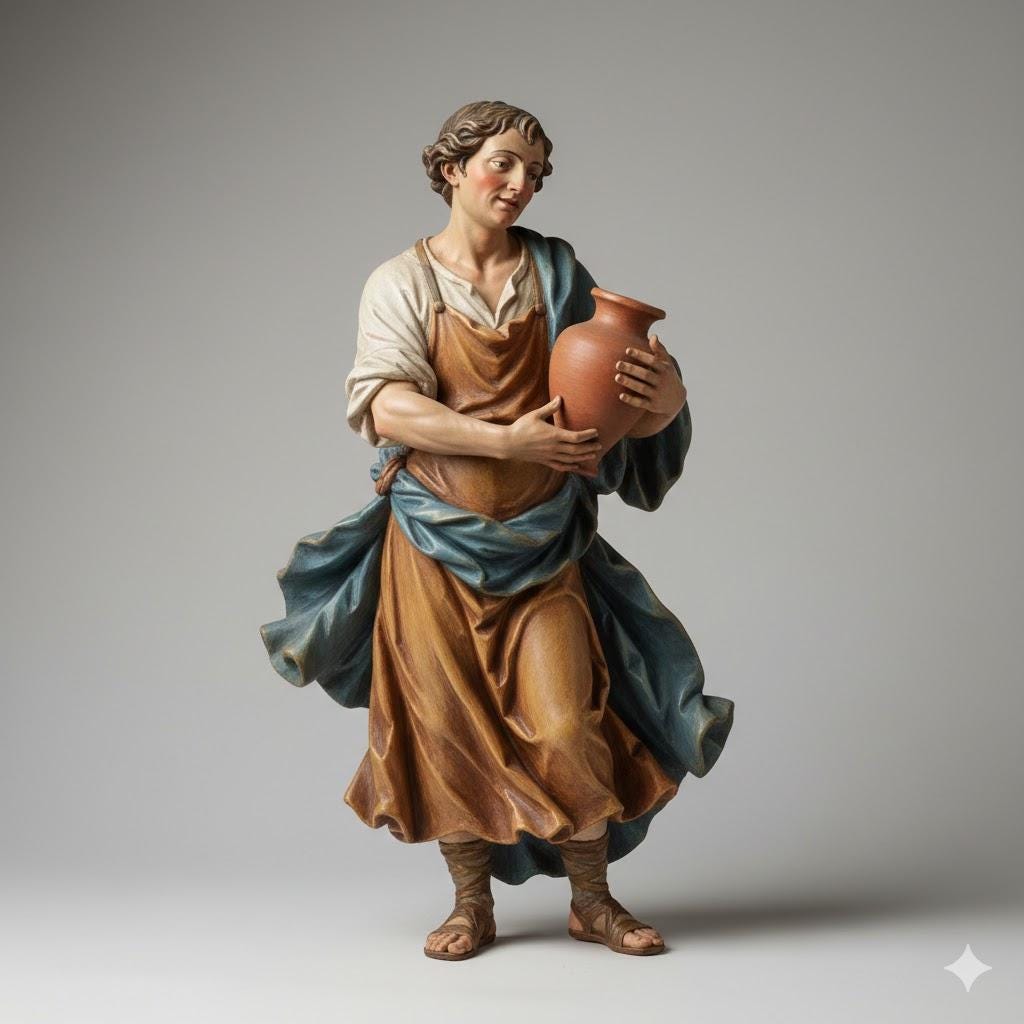 Potter Italian Baroque Nativity Figurine 3D Printed Hand Painted Christmas Decor Collectible Sculpture