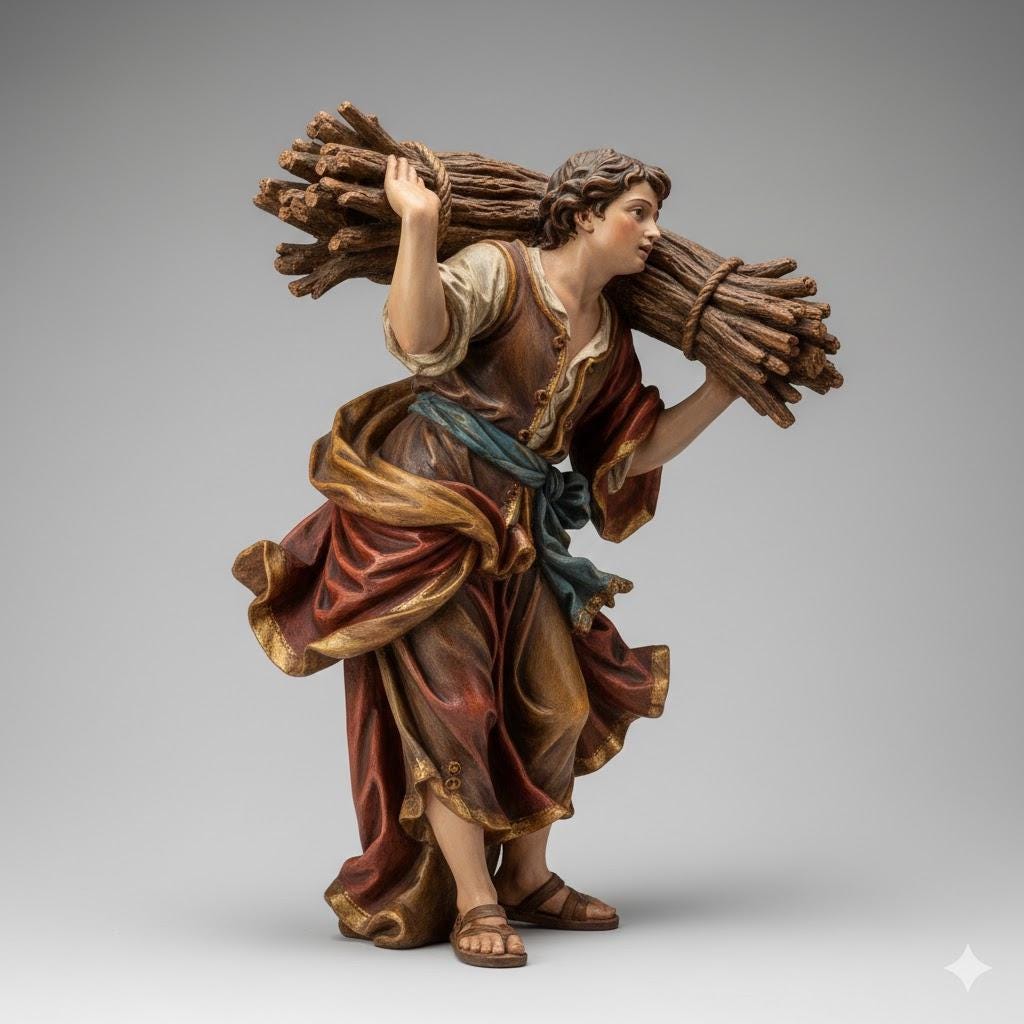 Youth Carrying Firewood Italian Baroque Nativity Figurine 3D Printed Hand Painted Christmas Decor Collectible Sculpture