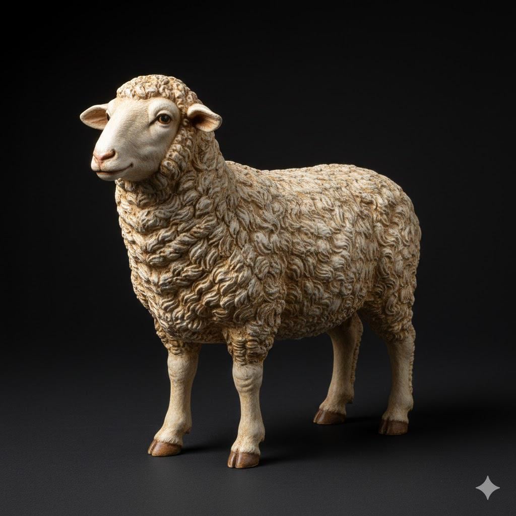 Nativity Sheep Standing Neapolitan Presepe Nativity Figurine 3D Printed Hand Painted Christmas Decor Collectible Sculpture Made to Order