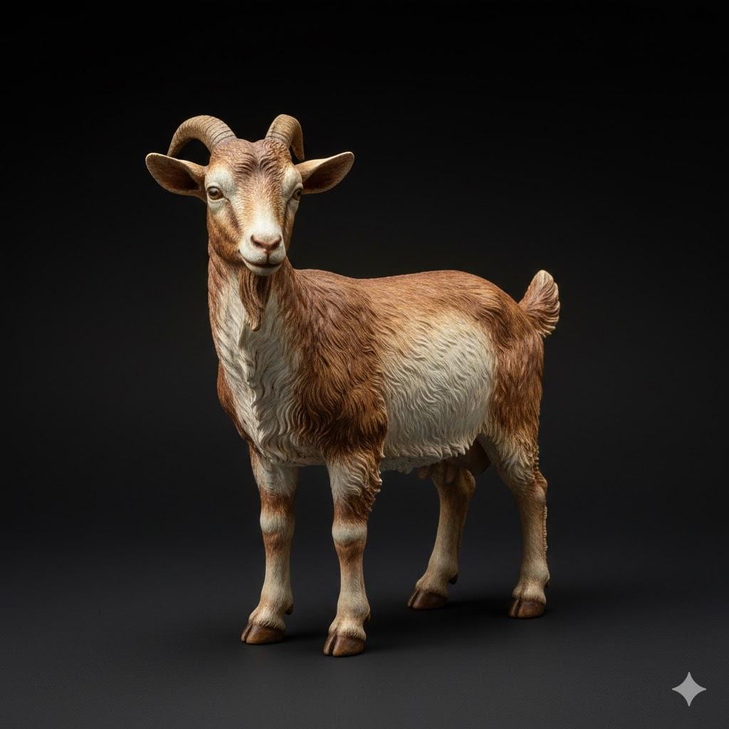 Nativity Goat Standing Neapolitan Presepe Nativity Figurine 3D Printed Hand Painted Christmas Decor Collectible Sculpture Made to Order