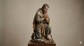 Kneeling Adoring Shepherd Statue Hooded Prayer Catholic Figurine 3D Printed Hand Painted Devotional Sculpture Made to Order