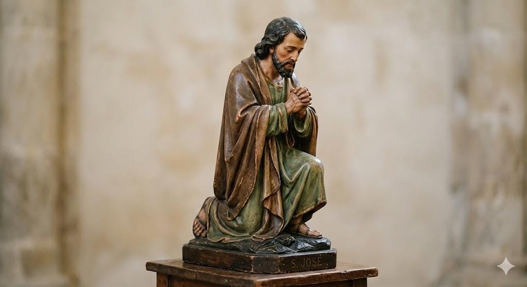 Praying Saint Joseph Statue Kneeling Prayer Catholic Figurine 3D Printed Hand Painted Devotional Sculpture Made to Order