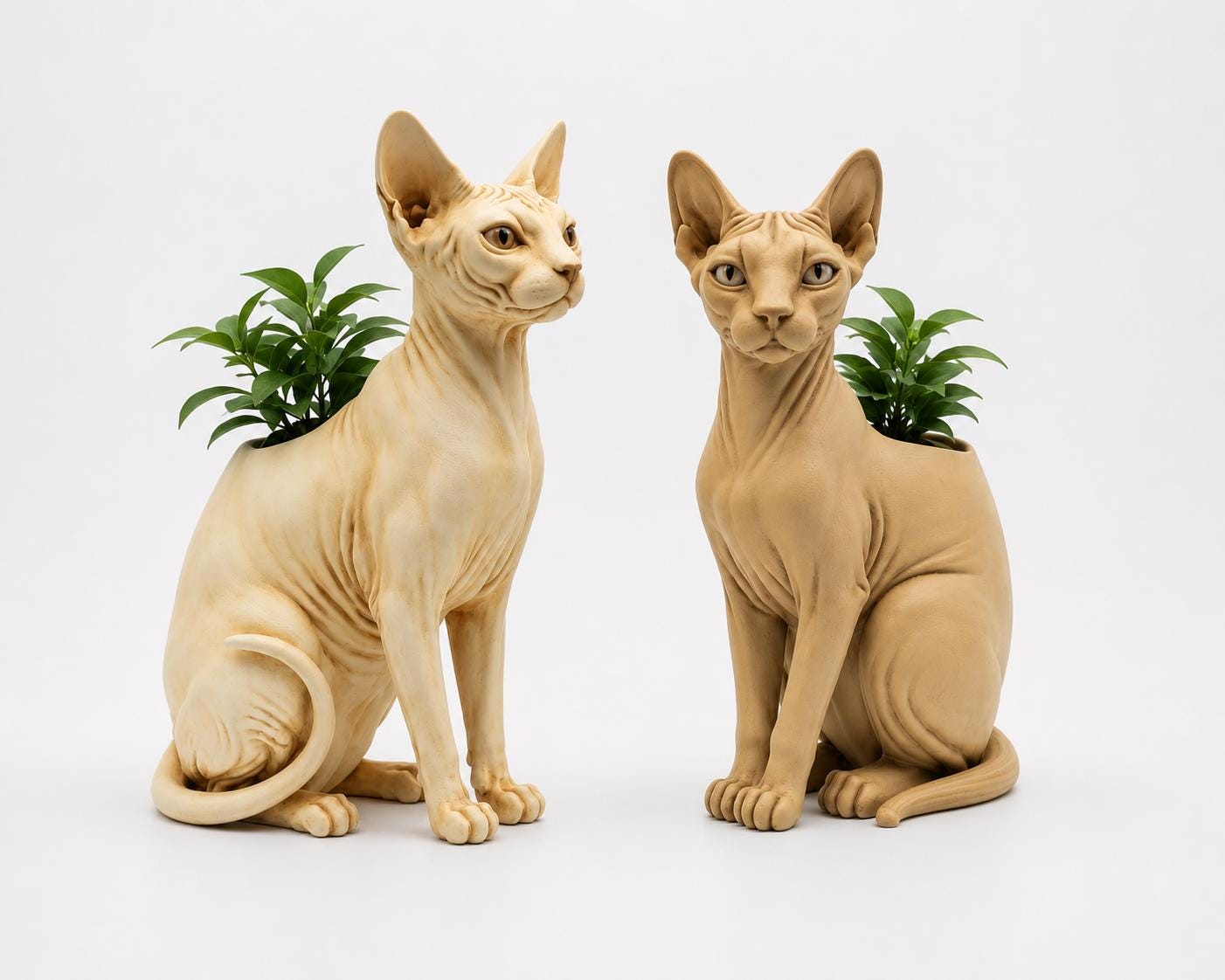 Sphynx Cat Planter Set Hand Painted Decorative Sculpture FDM Printed Succulent Planter Modern Cat Lover Gift Home Decor