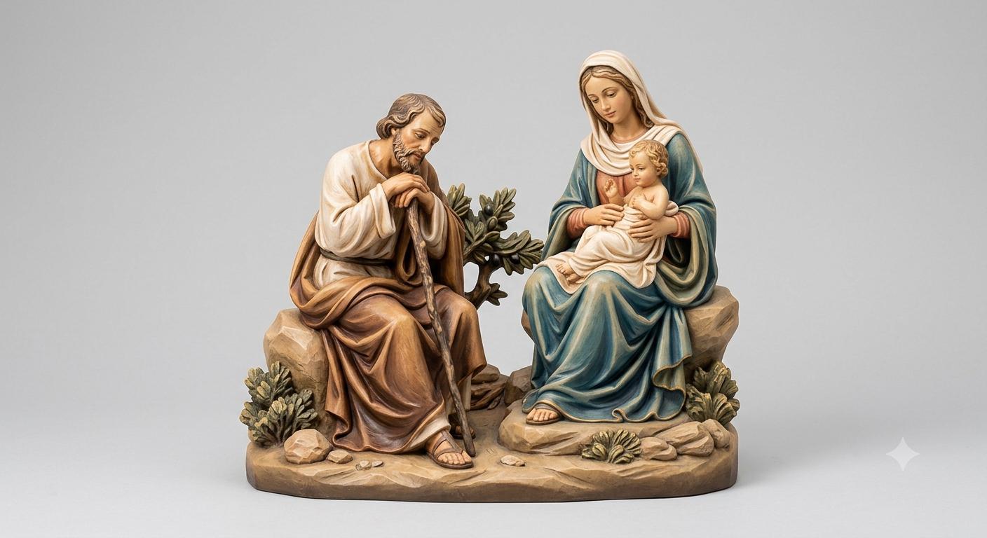Holy Family Nativity Scene Statue Group 3D Printed Hand Painted Catholic Sculpture Religious Decor Made to Order