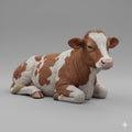 Nativity Cow Resting Hyper Realistic Figurine Hand Painted 3D Printed Christmas Decor Collectible Nativity Animal Sculpture