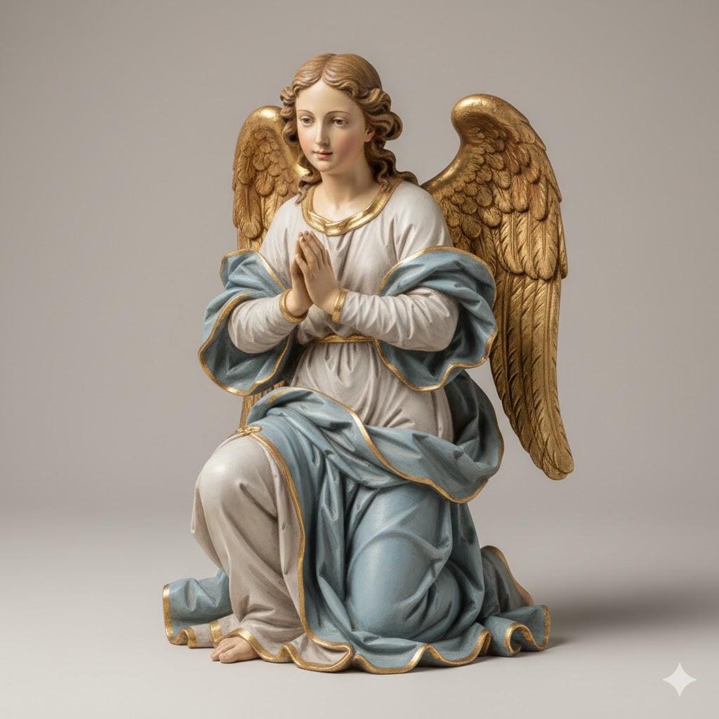 Adoring Angel Italian Baroque Nativity Figurine 3D Printed Hand Painted Christmas Decor Collectible Sculpture