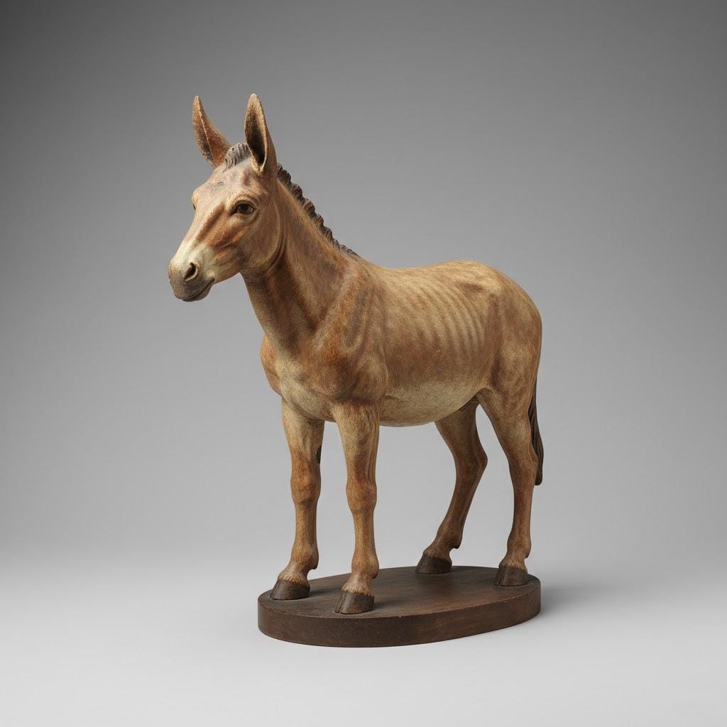 Nativity Mule Italian Baroque Nativity Figurine 3D Printed Hand Painted Christmas Decor Collectible Sculpture