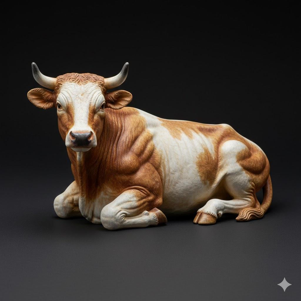 Nativity Ox Resting Neapolitan Presepe Nativity Figurine 3D Printed Hand Painted Christmas Decor Collectible Sculpture Made to Order