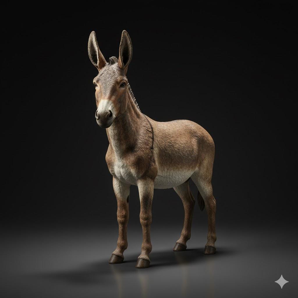 Nativity Donkey Neapolitan Presepe Nativity Figurine 3D Printed Hand Painted Christmas Decor Collectible Sculpture Made to Order