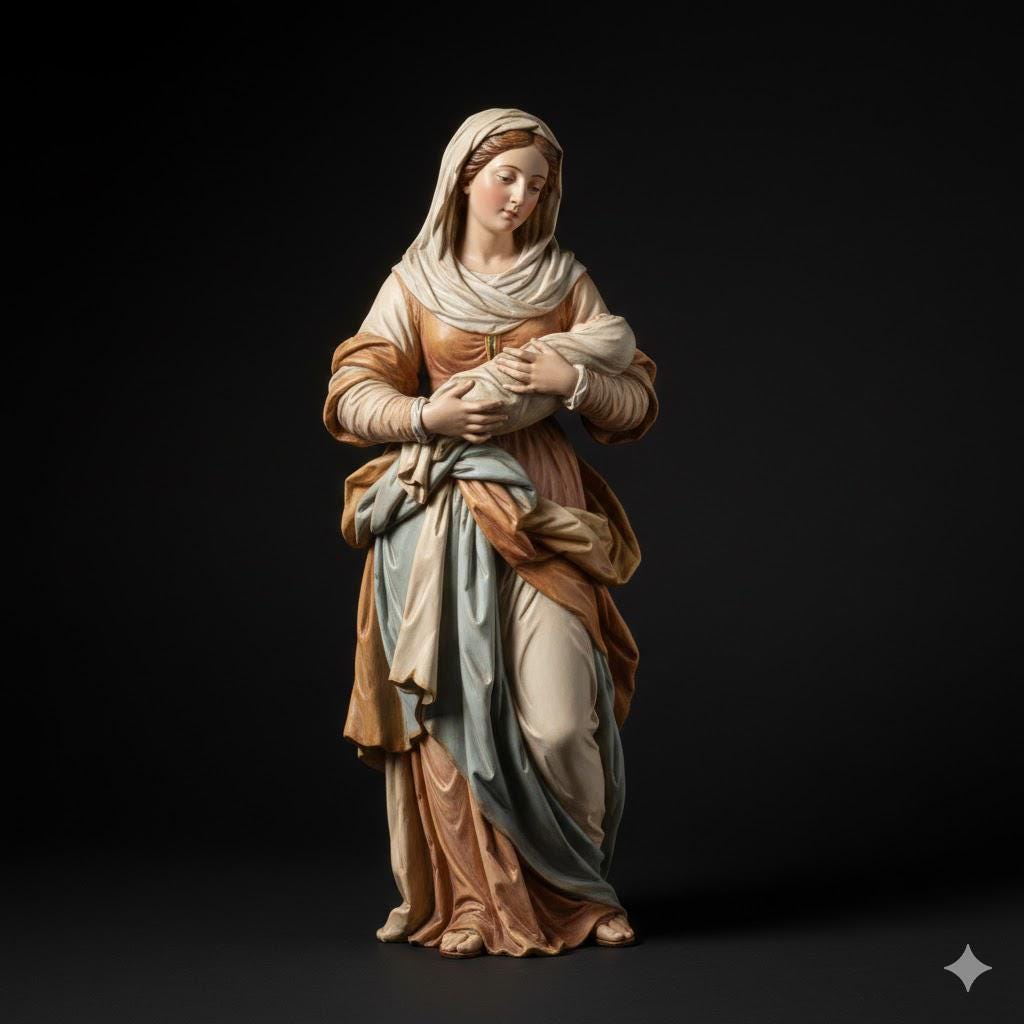 Woman with Shawl Neapolitan Presepe Nativity Figurine 3D Printed Hand Painted Christmas Decor Collectible Sculpture Made to Order