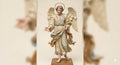 Standing Angel Figurine Both Arms Open Welcoming Halo Golden Robes Polychrome 3D Printed FDM Catholic Devotional Made to Order