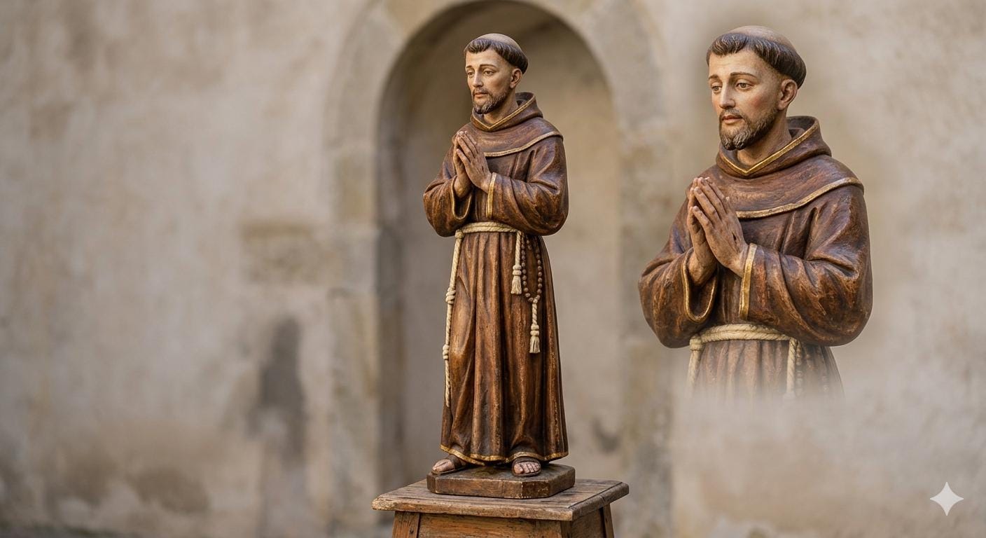 Franciscan Monk Statue Catholic Figurine 3D Printed Hand Painted Devotional Sculpture Made to Order