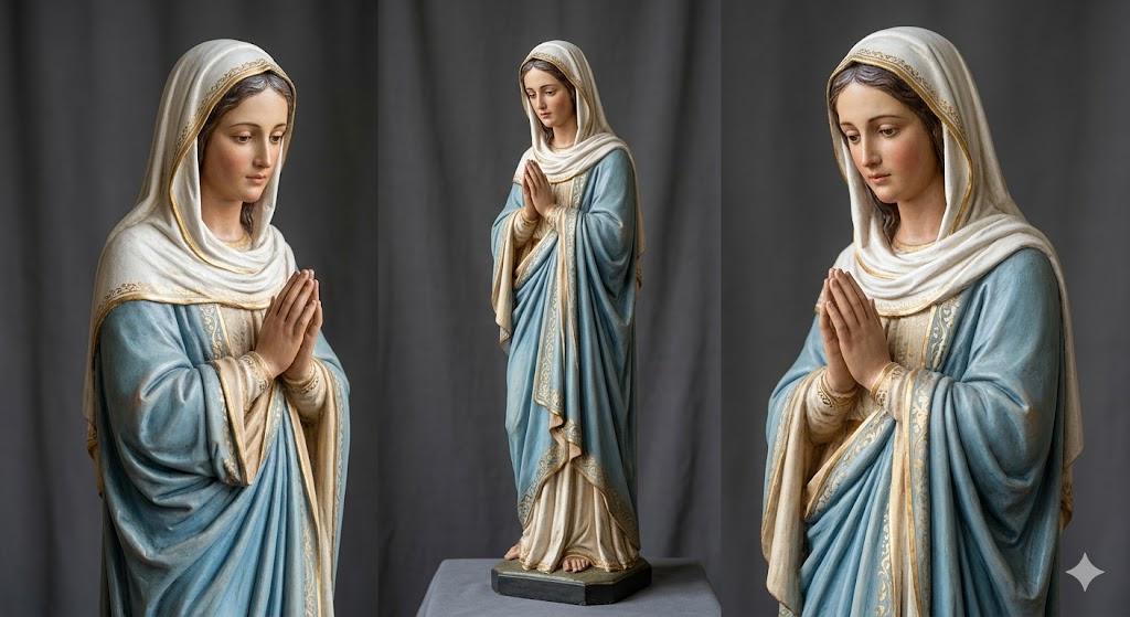 Praying Virgin Mary Statue Catholic Figurine 3D Printed Hand Painted Devotional Sculpture Made to Order