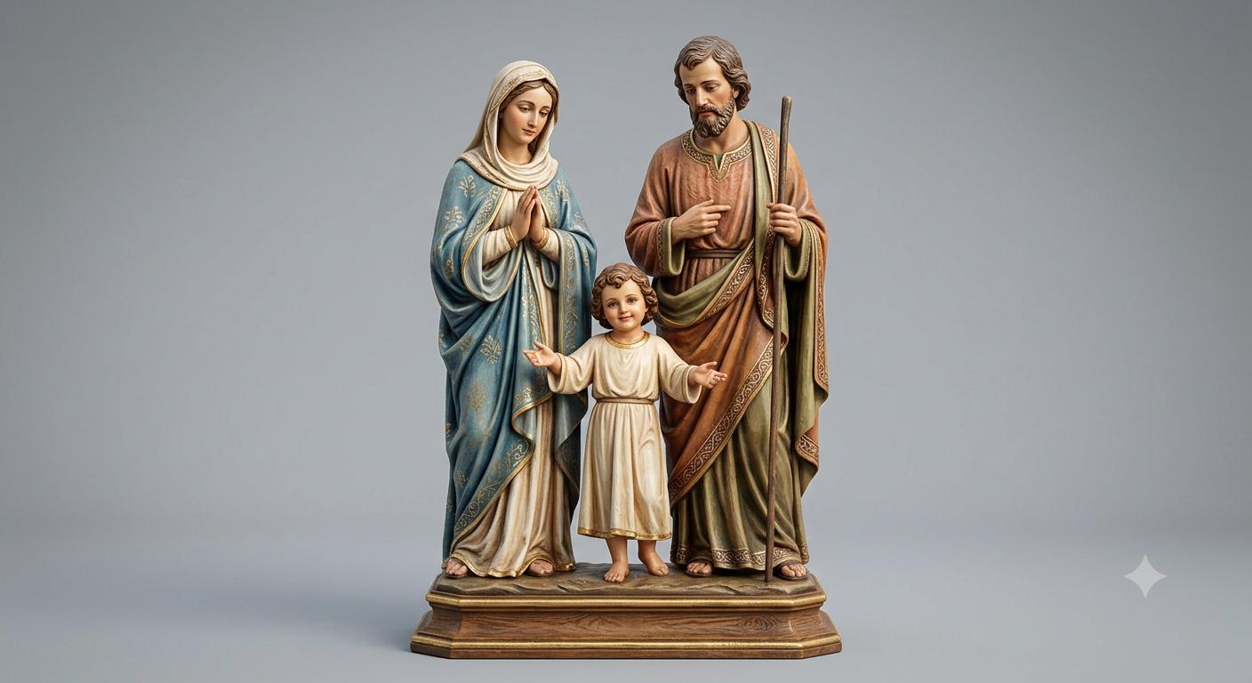 Holy Family with Child Jesus Statue Set 3D Printed Hand Painted Catholic Sculpture Religious Decor Made to Order