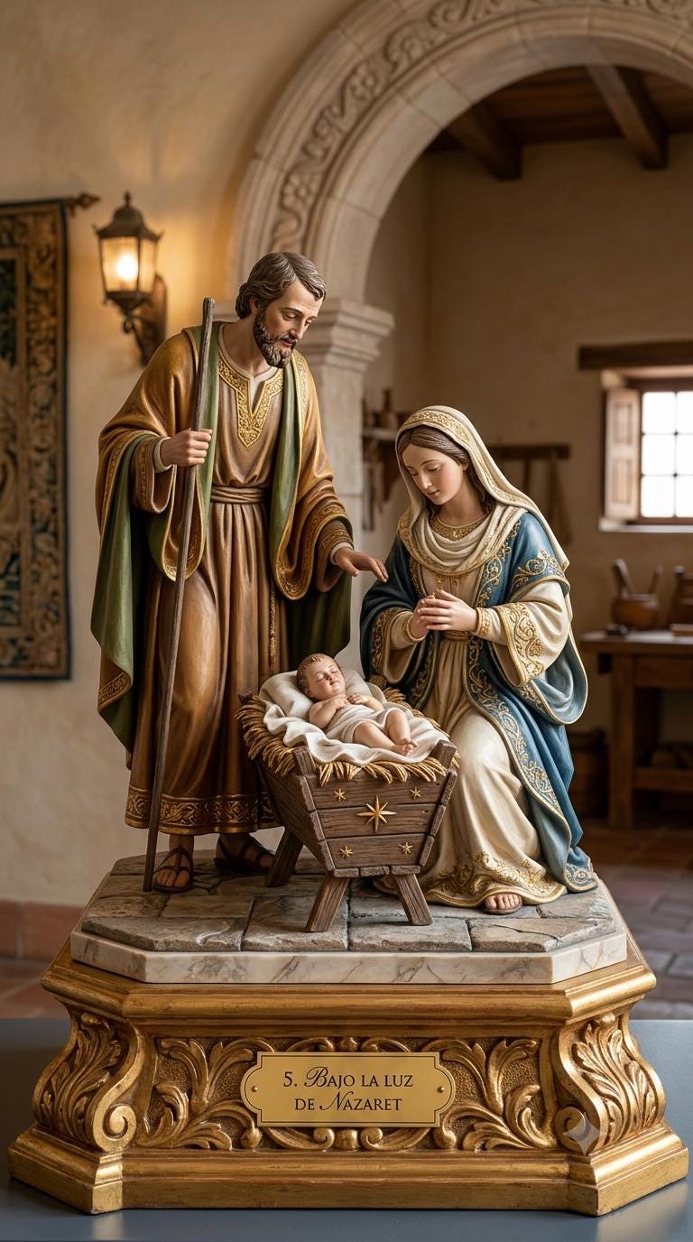Nativity Scene Statue Joseph Mary Baby Jesus in Manger 3D Printed Hand Painted Catholic Sculpture Religious Decor Made to Order