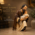 Polychrome Religious Figurine Saint Joseph Holding Child Jesus Devotional Sculpture Christian Collector Display Nativity Figure Decor